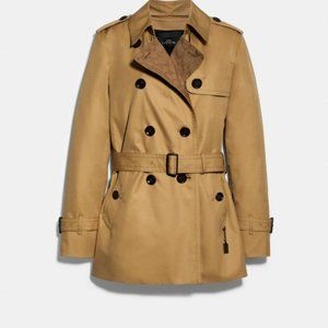 Coach Signature Lapel Short Trench (Khaki) Large